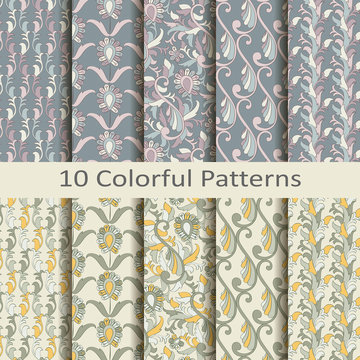 set of ten colorful patterns