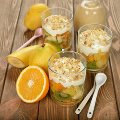 Fruit salad with whipped cream