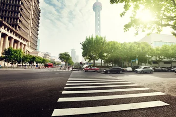 Foto op Plexiglas street  in Shanghai Lujiazui,China © Iakov Kalinin