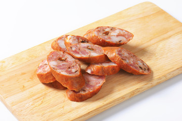Sliced smoked pork sausage
