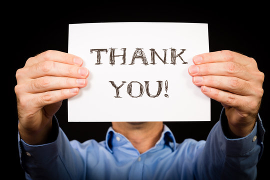 Man with Thank You sign