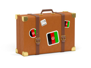 Suitcase with flag of afghanistan