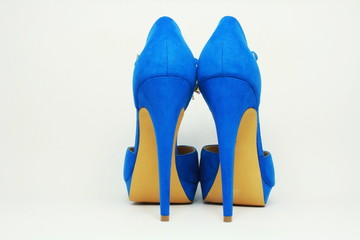 Blue shoes on 14 cm heels.