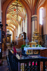 Fototapeta na wymiar Church interior in Frombork, Poland.