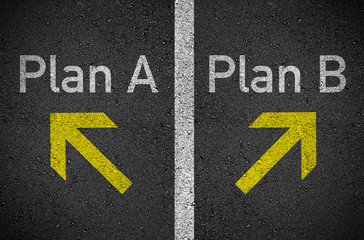 Asphalt mit Plan A und Plan B