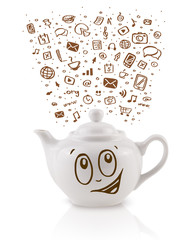 Coffe can with hand drawn media icons