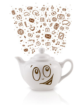 Coffe can with hand drawn media icons