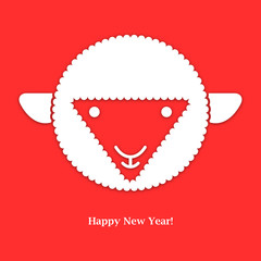 Sheep. New year card. Vector illustration