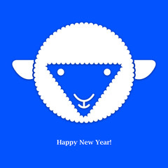 Sheep. New year card. Vector illustration