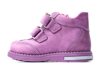 magenta children`s boot isolated
