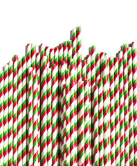 Christmas striped paper straws  isolated on white background