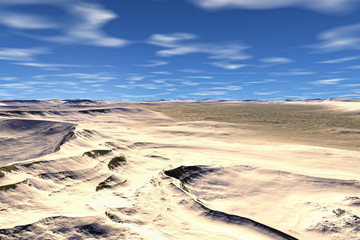 3D rendered fantasy alien planet. Desert