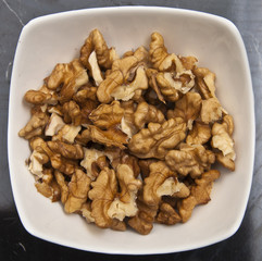 Peeled walnuts in a bowl
