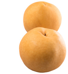 Nashi pear fruit over white background