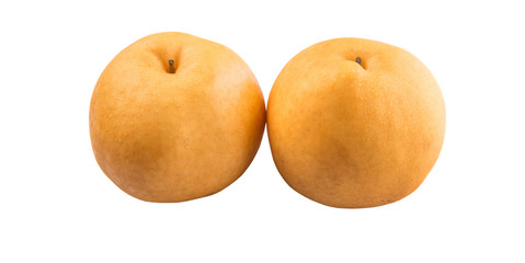 Nashi pear fruit over white background