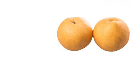 Nashi pear fruit over white background