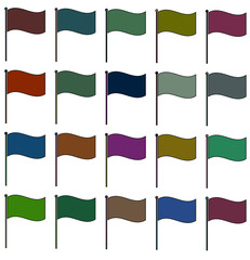Set of flags of different colors. Raster
