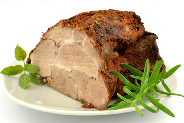 roast pork on a plate © robert6666