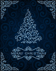 Christmas card with abstract pine tree