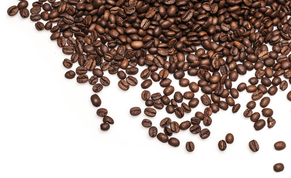 Coffee beans on a white background
