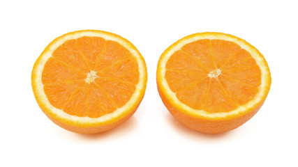 Fresh orange sliced in half