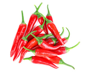 Red hot chili peppers isolated on white