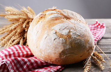 Fresh bread on table close-up