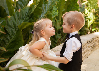 Happy young boy and girl
