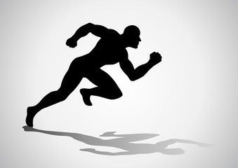 Silhouette illustration of a man figure off to a fast start