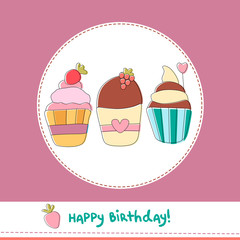 Vector illustration of cupcakes.