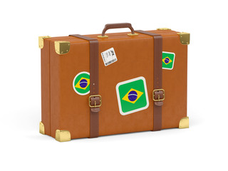 Suitcase with flag of brazil