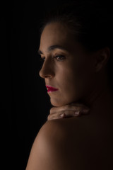 Obraz premium Body scape of woman neck and hand emotion artistic conversion