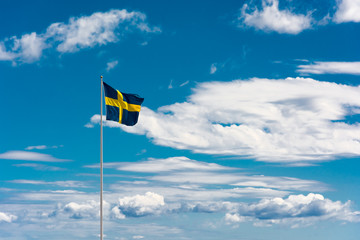 Swedish flag on sky background