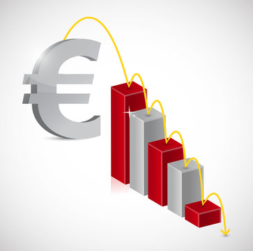 euro price falling graph illustration design