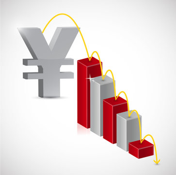 yen price falling graph illustration design