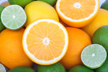Mix of fresh citrus fruits