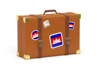 Suitcase with flag of cambodia