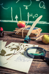 Vintage biology lesson at school