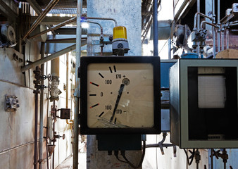 Old measuring instrument in an abandoned factory