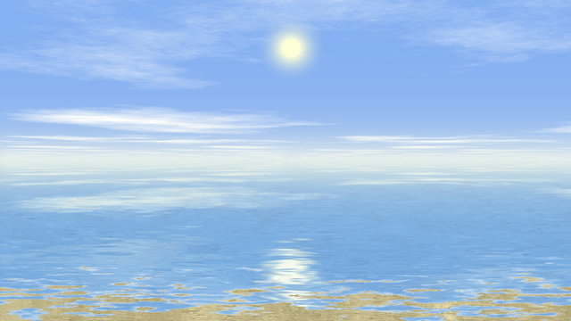 Sunny sea landscape generated seamless loop video