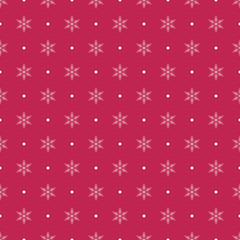 White snowflakes on red background seamless pattern