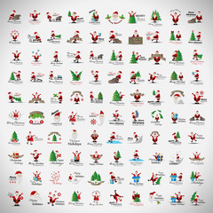 Christmas Icons And Elements Set - Isolated On Gray Background