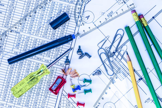 Tools for home repair, a drawings and a diagrams