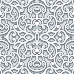 Vintage grey ornament, seamless pattern
