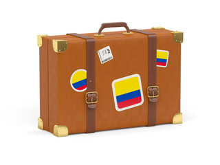 Suitcase with flag of colombia