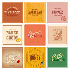 Vintage retro Labels Cafe Restaurant Bar Bakery Logo design