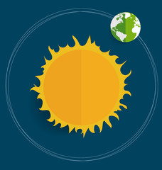 Sun and globe. Vector Illustration.