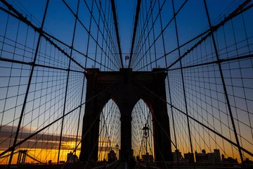 Fotobehang tower of Brooklyn bridge New York city © f11photo