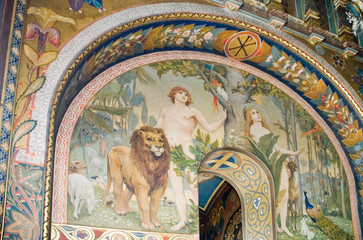 Interior painting of Vladimir Cathedral in Kiev.