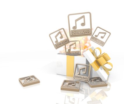 christmas present with music download symbol